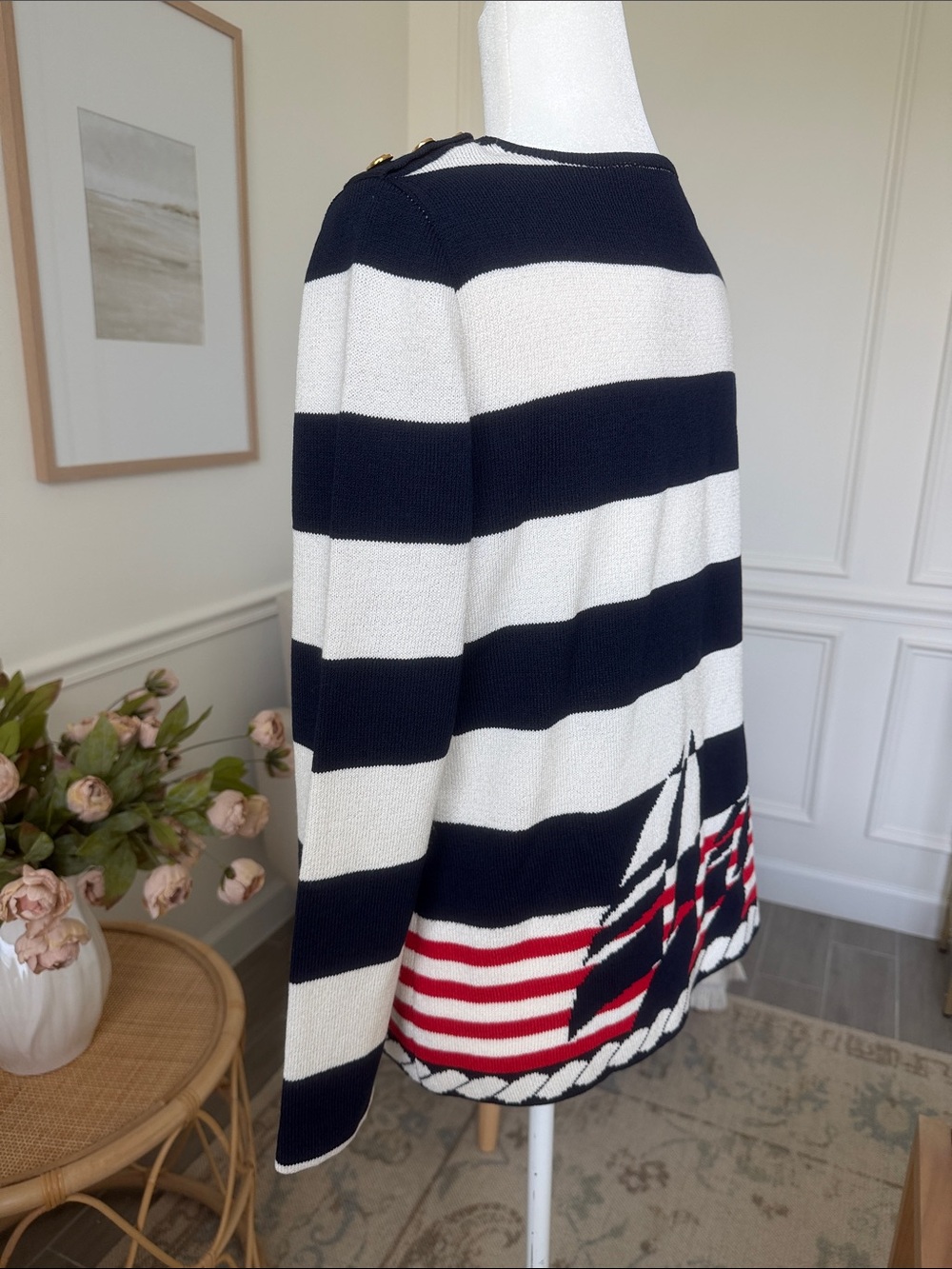 Rare Vintage 1990s St. John Sport by Marie Gray Nautical Sailboat Intarsia Sweat - Picture 5 of 14